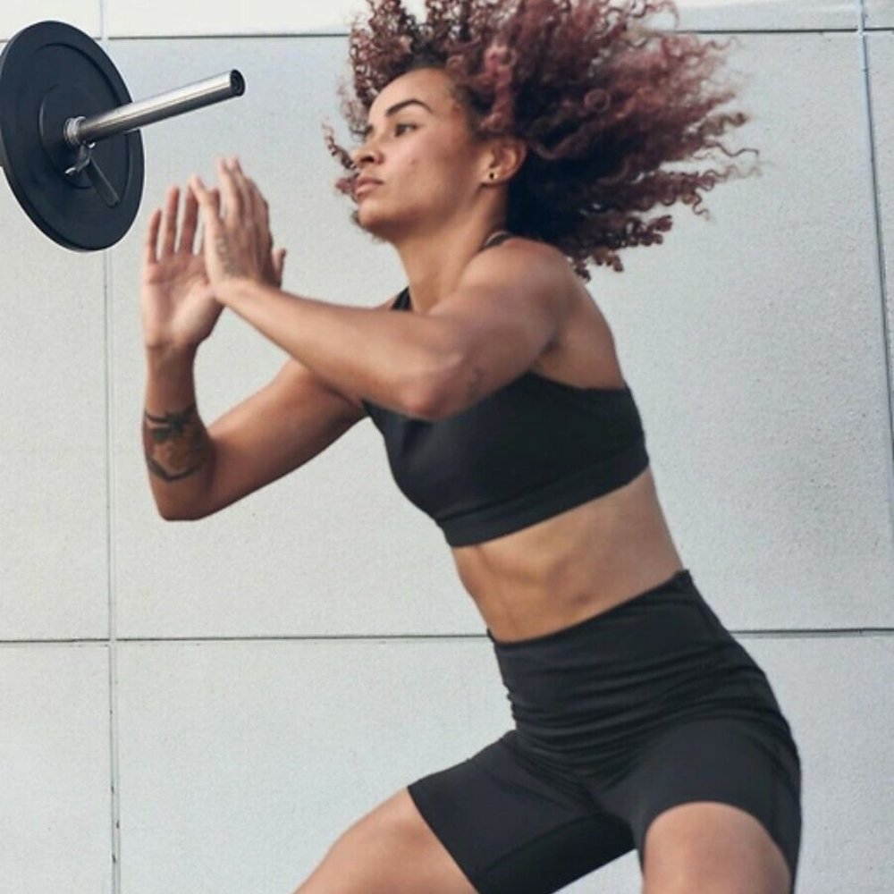 NWT Athleta S Black A - C Ultimate Bra In Supersonic Run Train HIIT Wicking - Picture 4 of 5